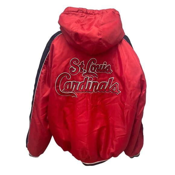 MLB St Louis Cardinals Baseball Mens XL Full Zip Up Hooded Warm Coat W Repairs - Picture 2 of 10